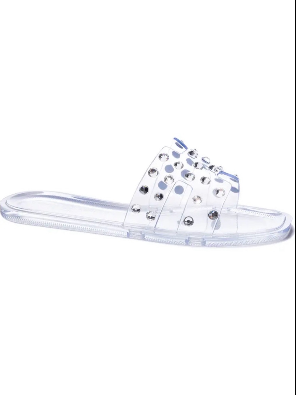 CL by Chinese Laundry Clear Slide Sandal with Silver Studs